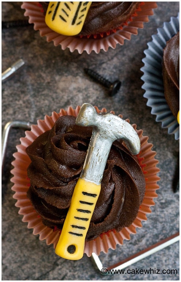 Handyman Tools Cupcakes on Rustic Gray Background
