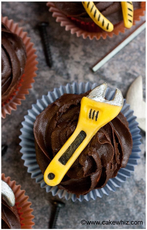 Dad Birthday Cupcakes on Rustic Gray Background