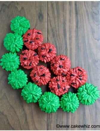 Easy Watermelon Cupcakes on Rustic Wood Background- Overhead Shot