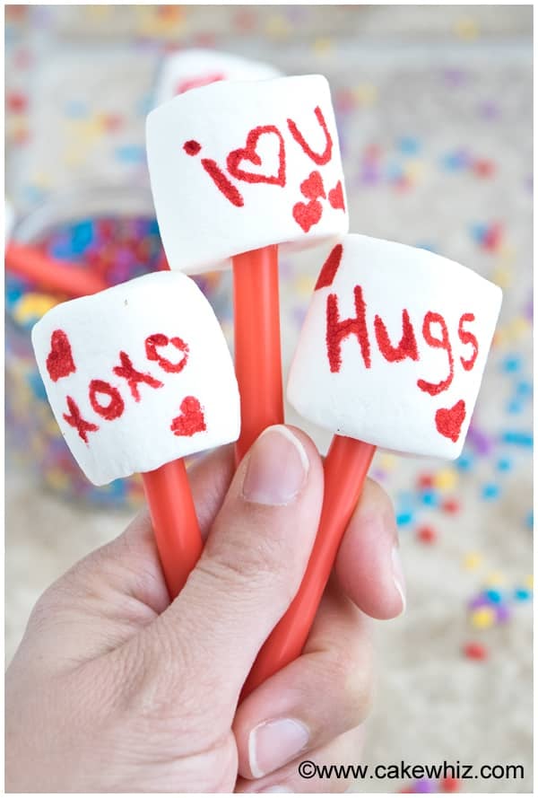 Valentine's Day Marshmallow Pops Held in Hands