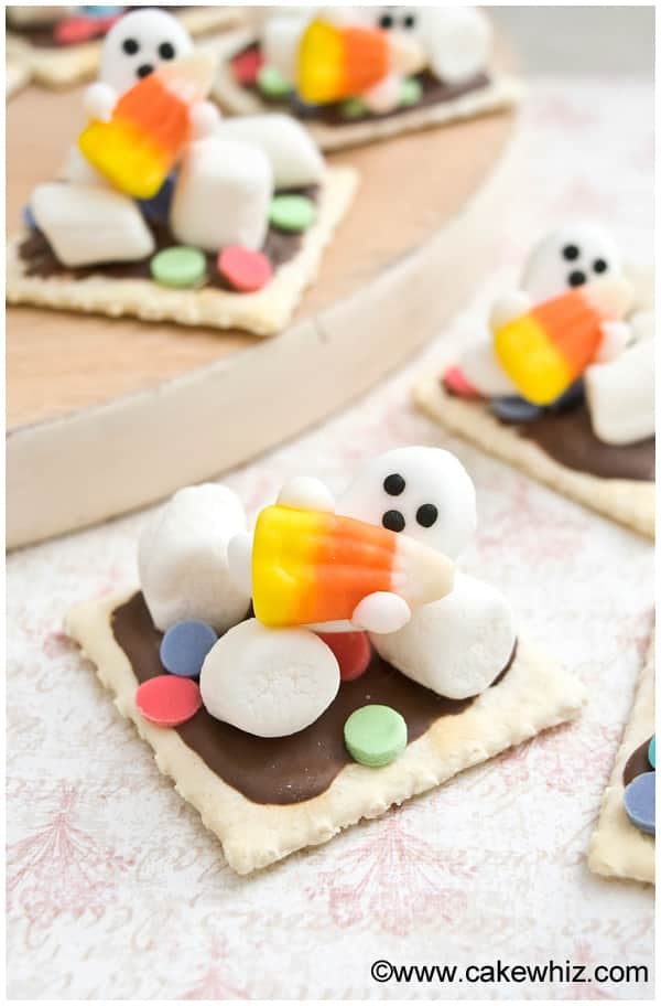 Easy Ghost Cookies on Patterned Background