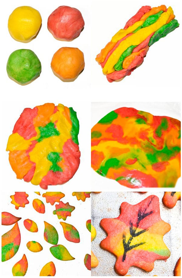 Collage Image With Step by Step Pictures on How to Make Easy Fall Leaf Cookies 