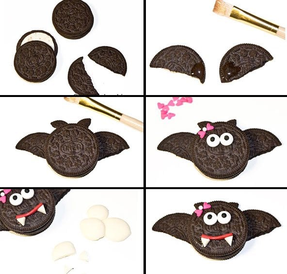 Collage Image With Step by Step Pictures on How to Make Oreo Draculas 