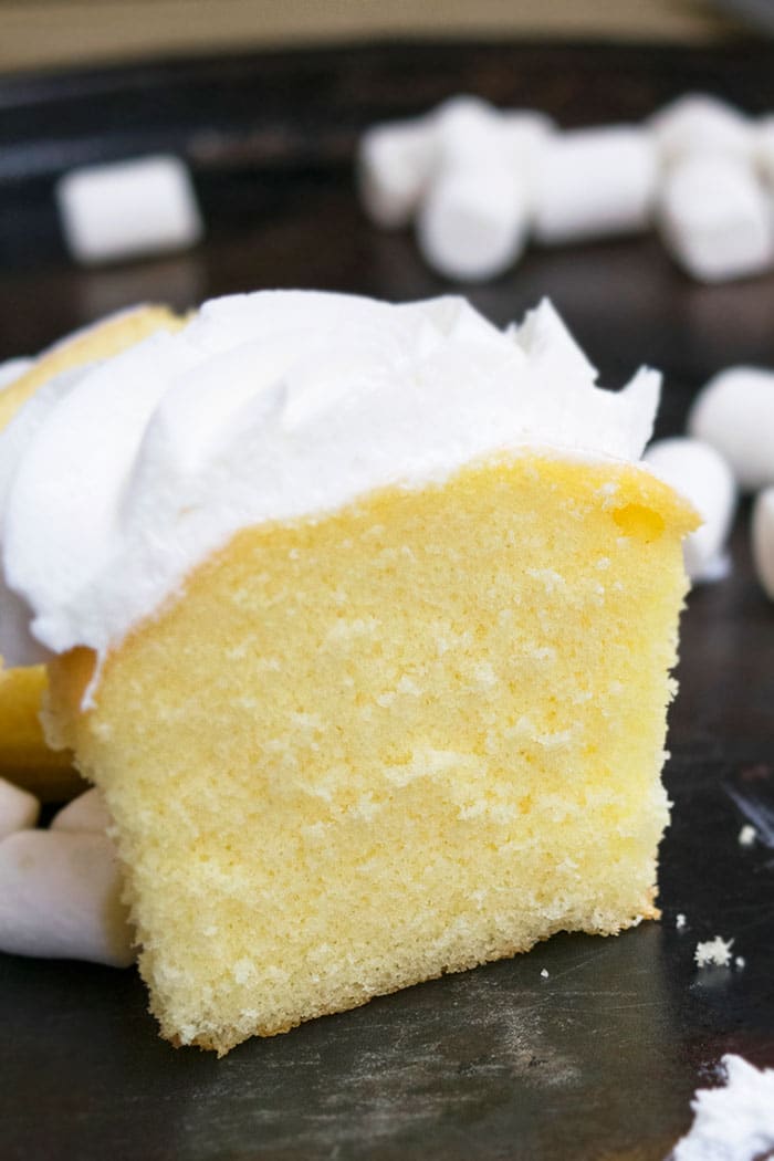 Homemade Vanilla Cupcakes From Scratch- Partially Sliced