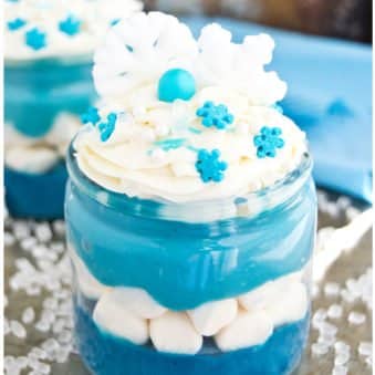 Easy Pudding Trifle in Glass Cup on Silver Tray