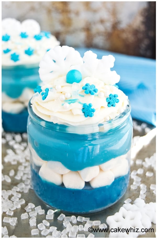 Easy Pudding Trifle in Glass Cup on Silver Tray