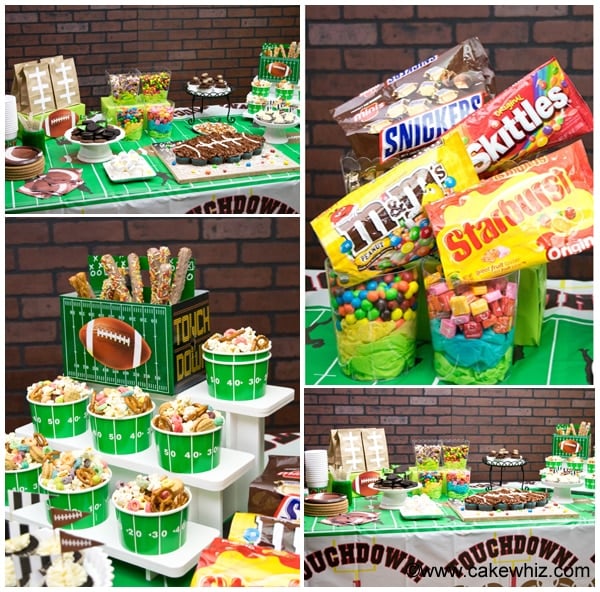 Collage Image With Football Dessert Table