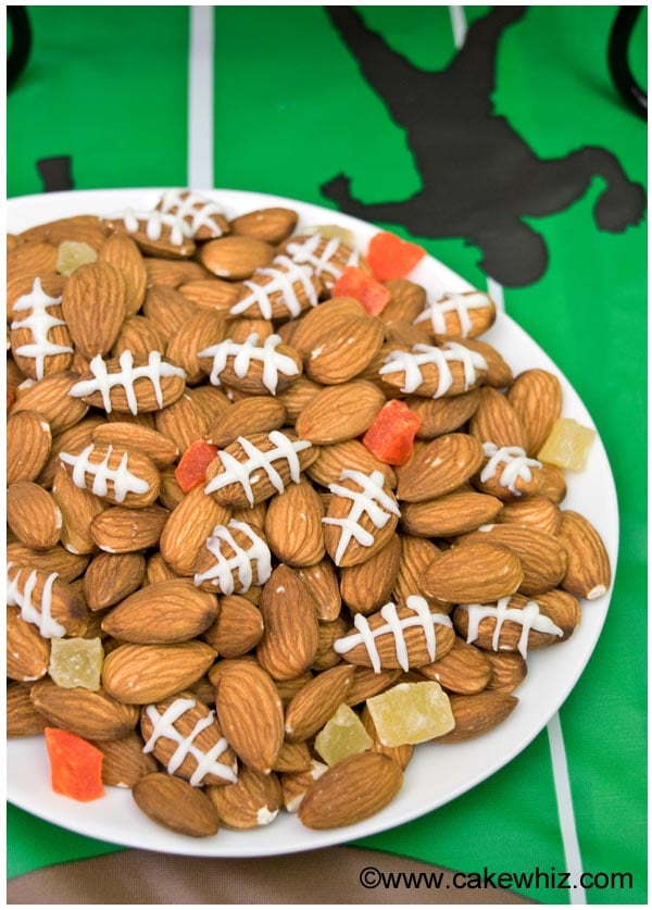 White Plate With Almond Footballs 