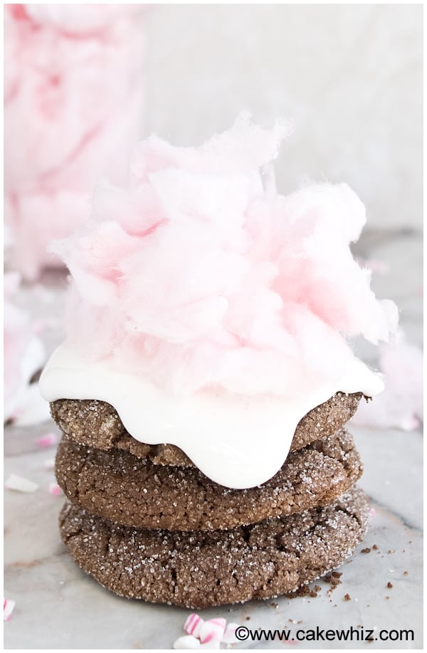 Stack of Easy Cotton Candy Cookies on Marble Background