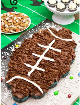 Easy Pull Apart Football Cupcakes Cake on Rustic Gray Tray