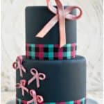 Easy Fondant Bows Decorated on Tiered Gray Cake