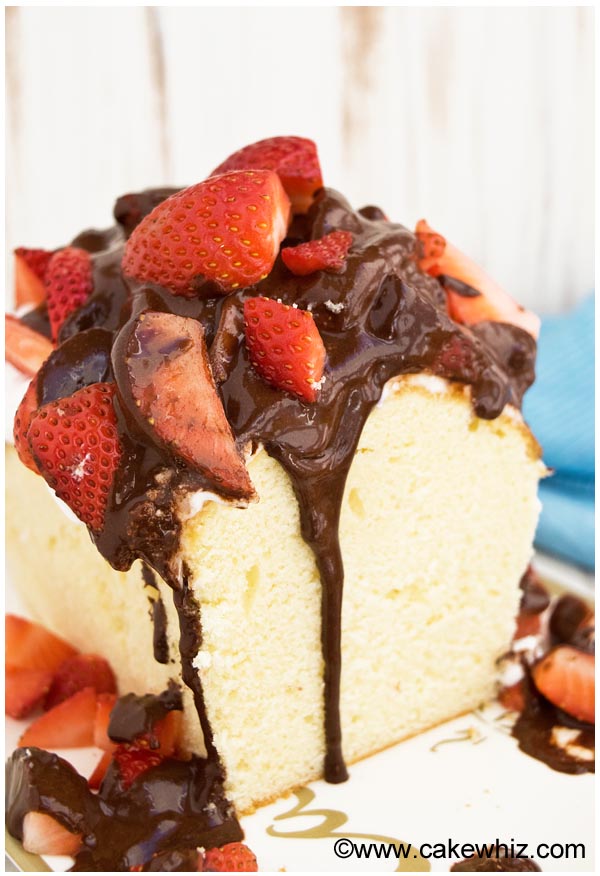Sour Cream Pound Cake With Nutella Glaze and Strawberries