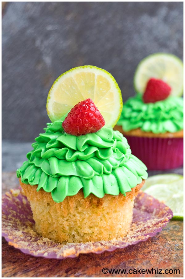 Summer Cupcakes With Raspberries and Lemon Zest With Liner Removed