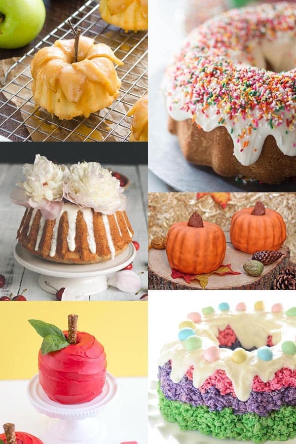 Collage Image With Easy Bundt Cake Decorating Ideas.