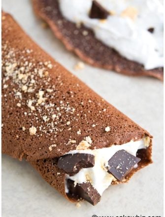 Easy Homemade Chocolate Crepes on White Background