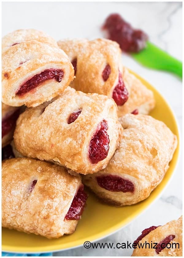 Mini Strudels With Preserves on Yellow Dish