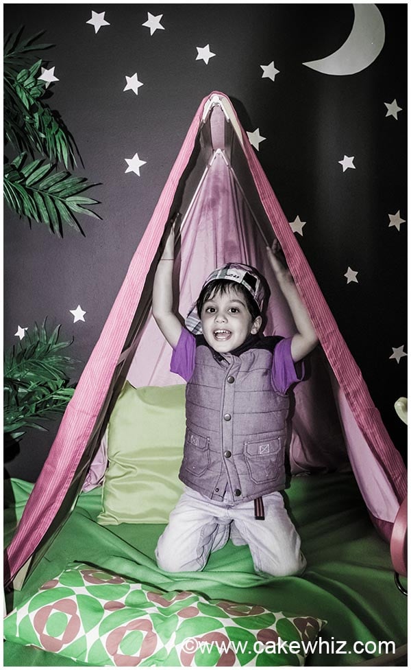 Kid Playing Inside Homemade Tent