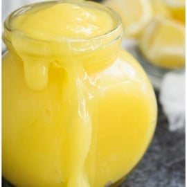 Easy Lemon Curd in Glass Jar.