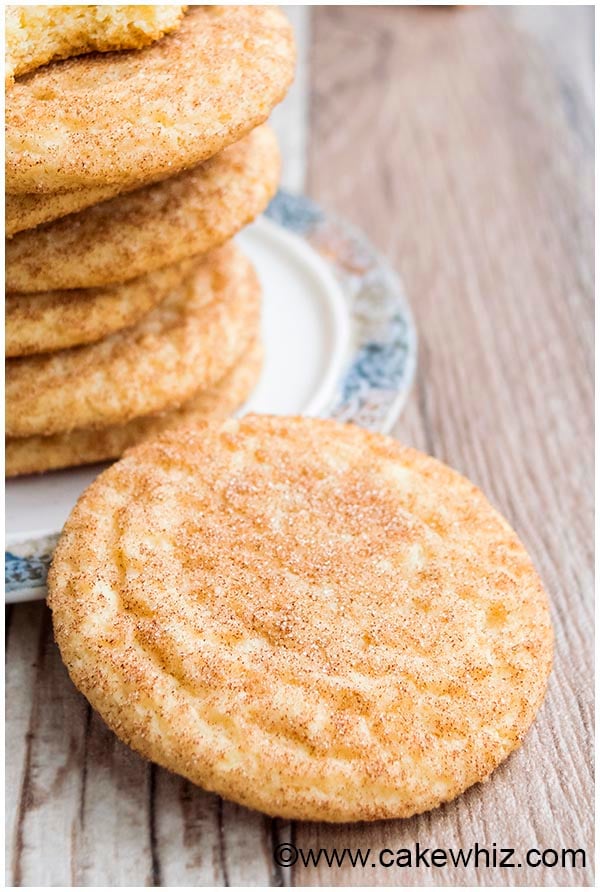 Easy Snickerdoodles on Rustic Wood Background- Closeup Shot 