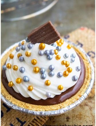 Easy Homemade No Bake Chocolate Tart on Rustic Background