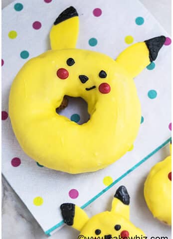 Easy Pokemon Donuts (Big and Small) on Polka Dot Napkins.