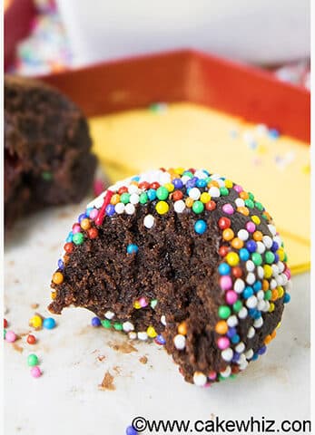 Partially Eaten Easy Healthy Chocolate Truffles Covered in Sprinkles.