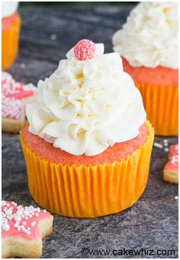 Easy Cupcakes With Cake Mix For New Years or Valentine's Day on Rustic Gray Background