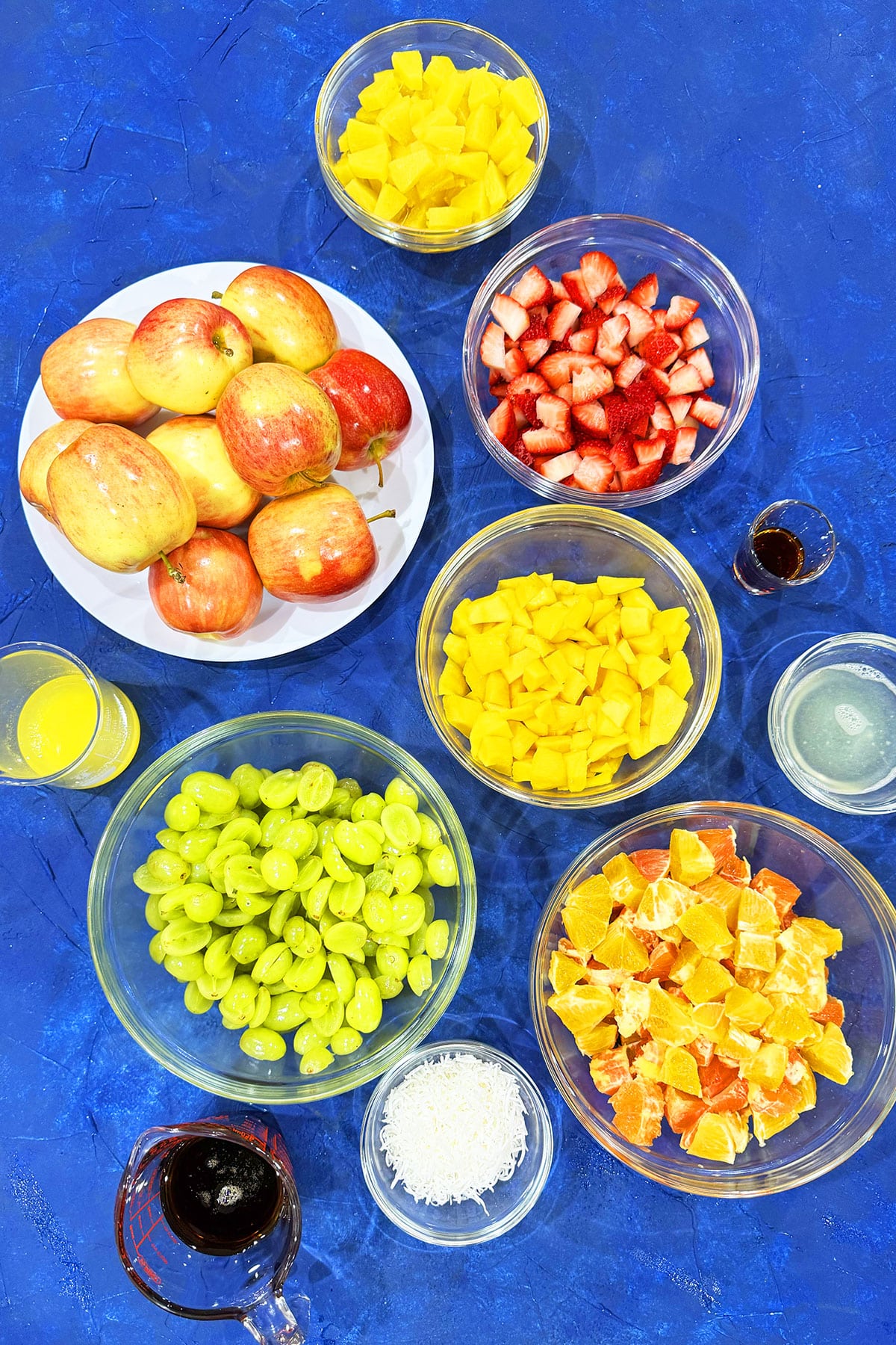 Ingredients for Recipe on Blue Background.