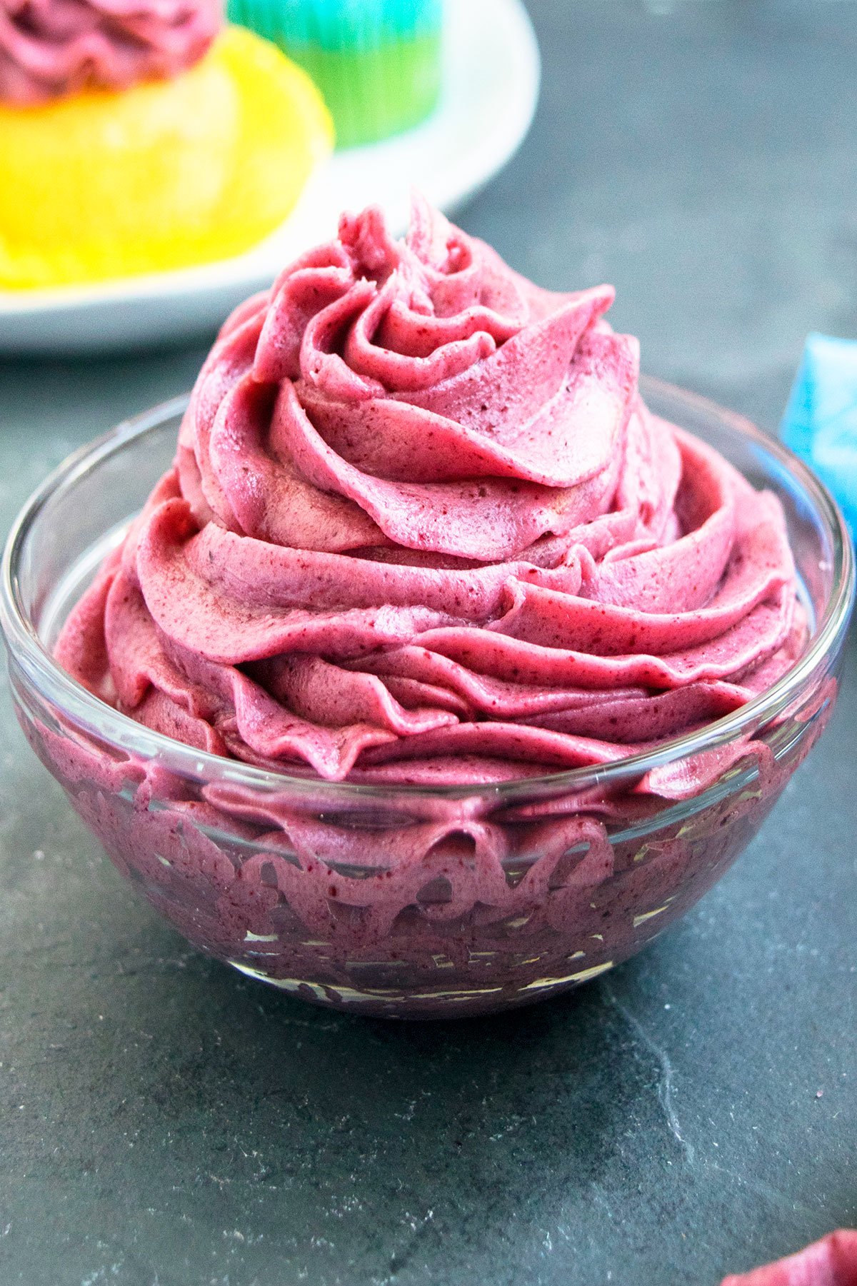 Icing in glass bowl. 