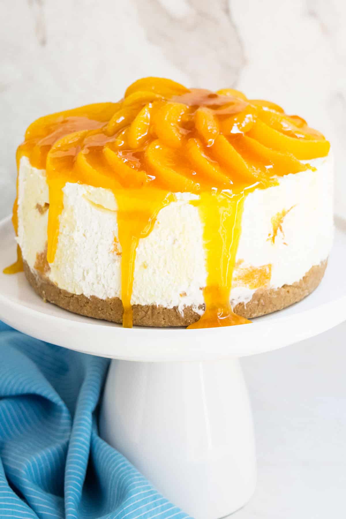 Closeup Shot of No Bake Cheesecake to Show Individual Layers. 