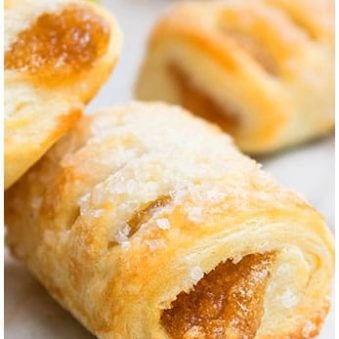 Easy Mini Apple Strudel With Puff Pastry on Marble Background.