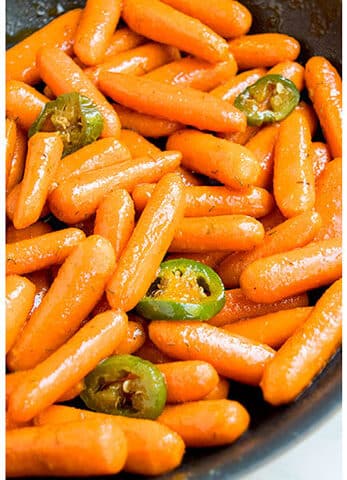 Best Honey Glazed Carrots in Black Nonstick Pan.