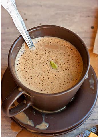 Easy Indian Masala Chai Tea (Karak Chai) in Brown Cup