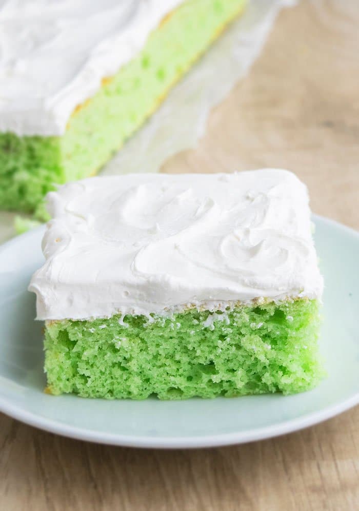 Easy Pistachio Cake With Cake Mix on White Plate