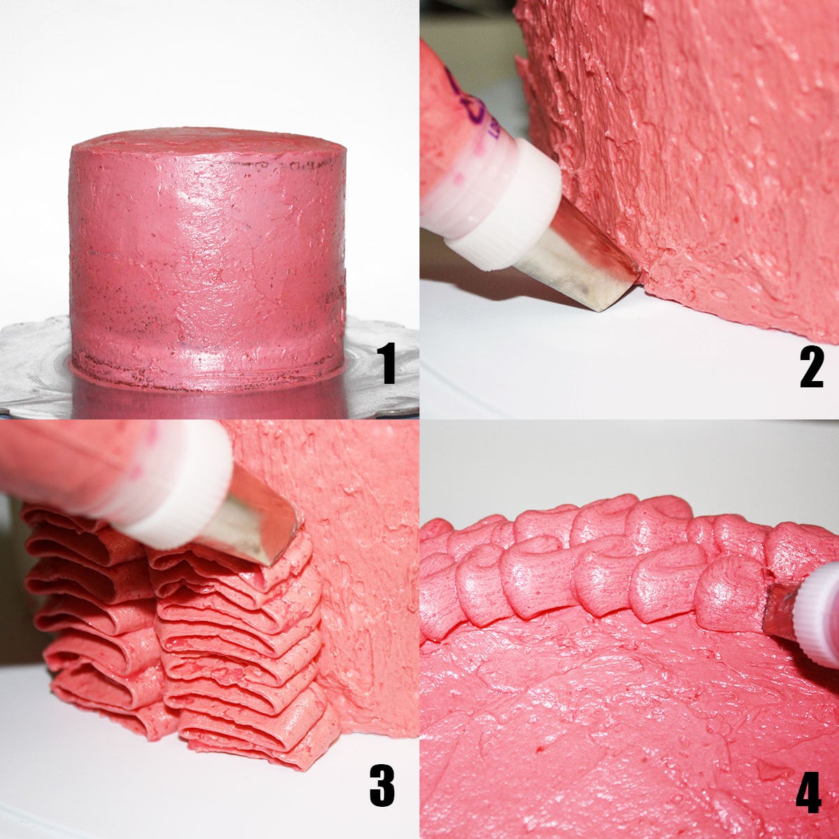 Step By Step Process Collage of Decorating Cake.