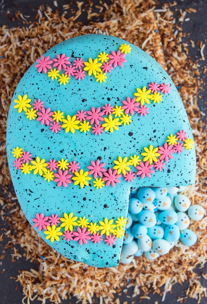 Easy Pinata Cake With One Slice Removed For Easter Filled With Candies