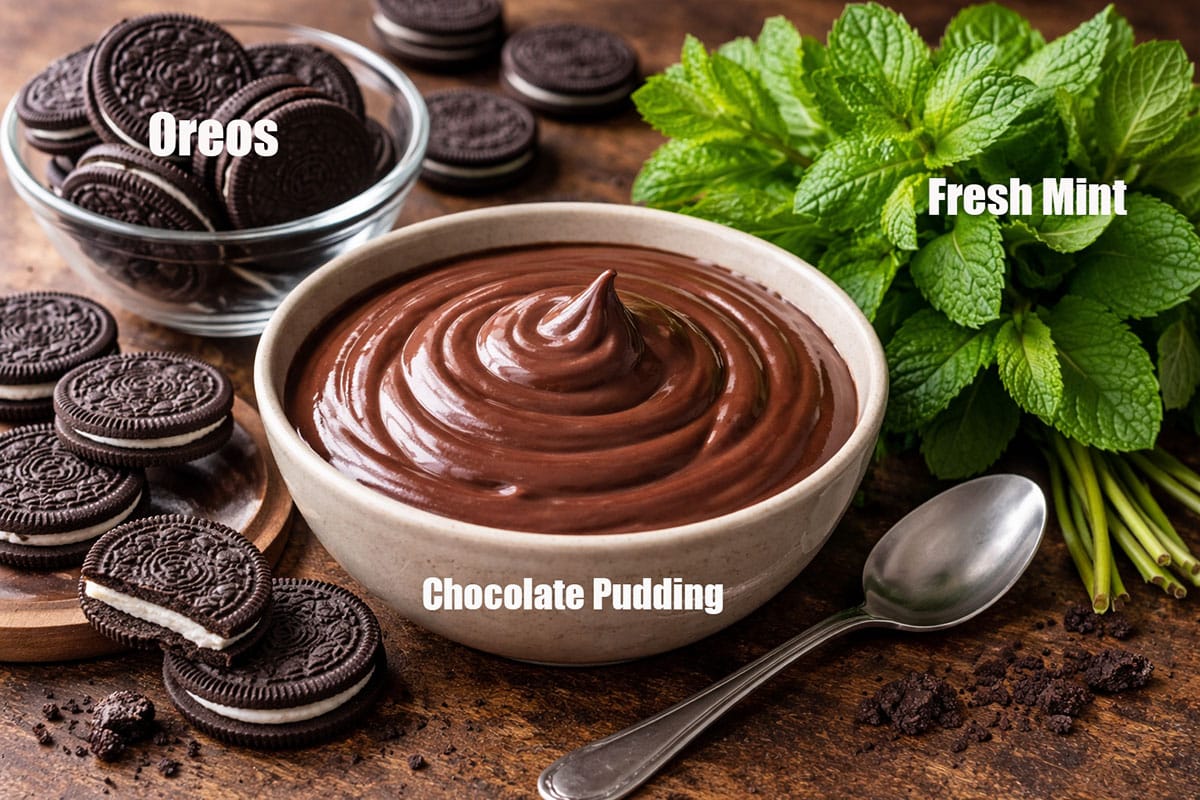 Individual ingredients on rustic wood background.