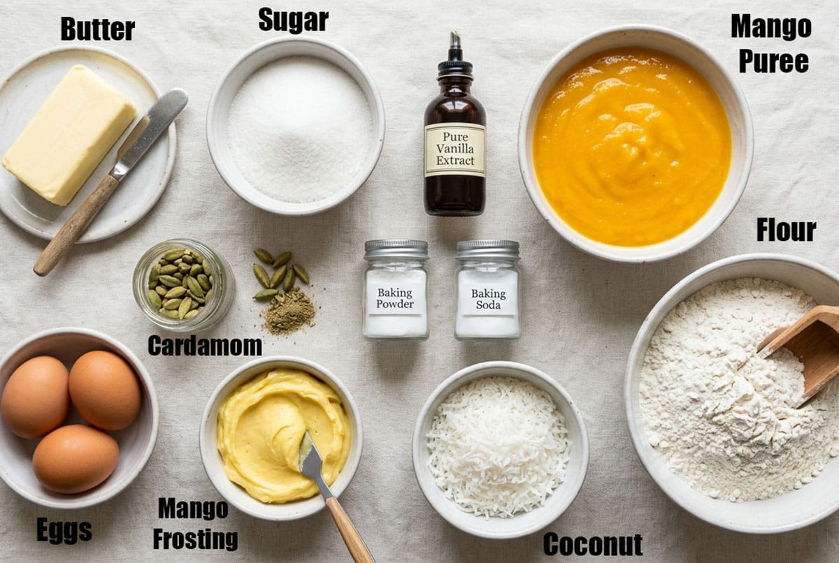 Ingredients for recipe on dull gray tablecloth. 