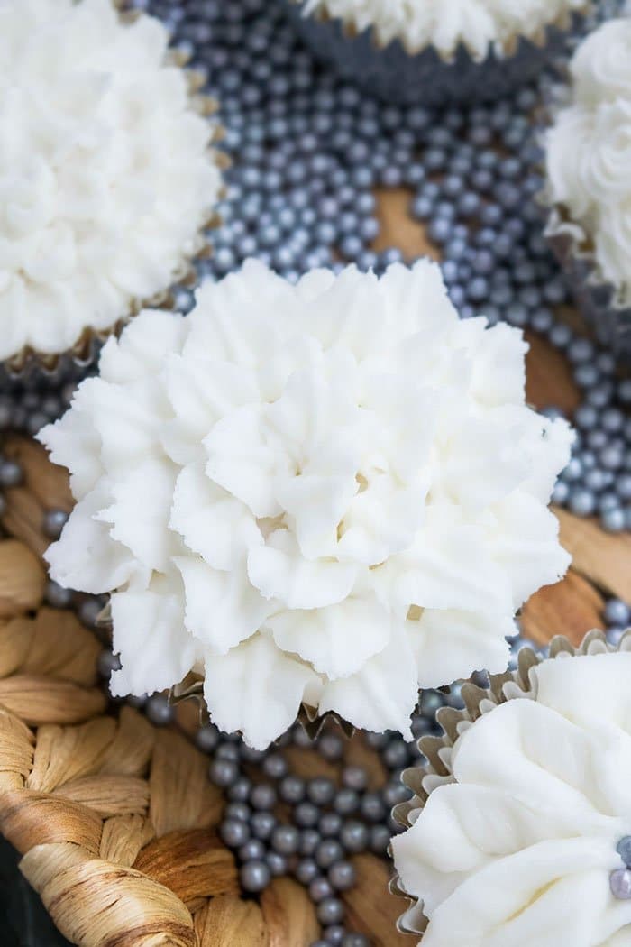 White Frosting Flower- Closeup Shot. 