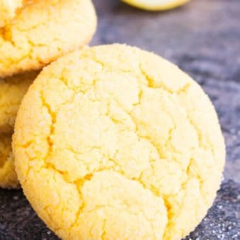 Easy Lemon Cookies on Rustic Gray Background- Closeup Shot.