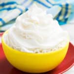 Best Easy Classic American Buttercream Frosting in Yellow Bowl.