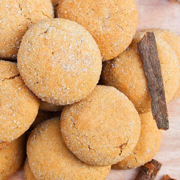 Easy Spiced Ginger Cookies on Rustic Background With Cinnamon Sticks.