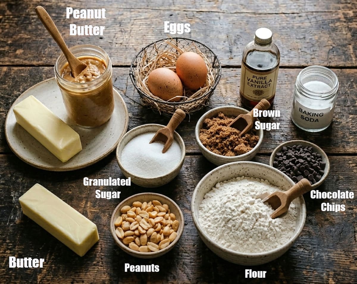 Ingredients for recipe on rustic background. 