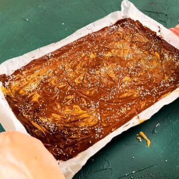 Sprinkles added on top of no bake candy. 