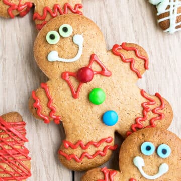 Best Easy Cut Out Gingerbread Cookies With Cake Mix on Wood Background.