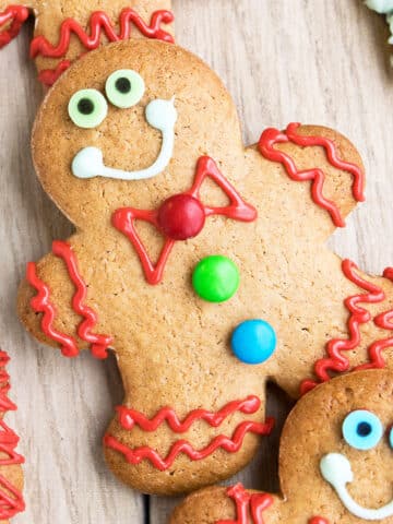 Best Easy Cut Out Gingerbread Cookies With Cake Mix on Wood Background.