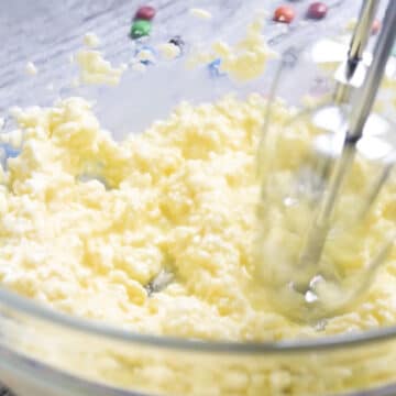 Butter and egg mixed together into a chunky mixture. 