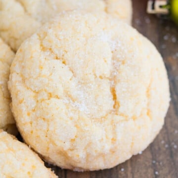 Easy Eggnog Cookies With Cake Mix on Wood Background- Closeup Shot.