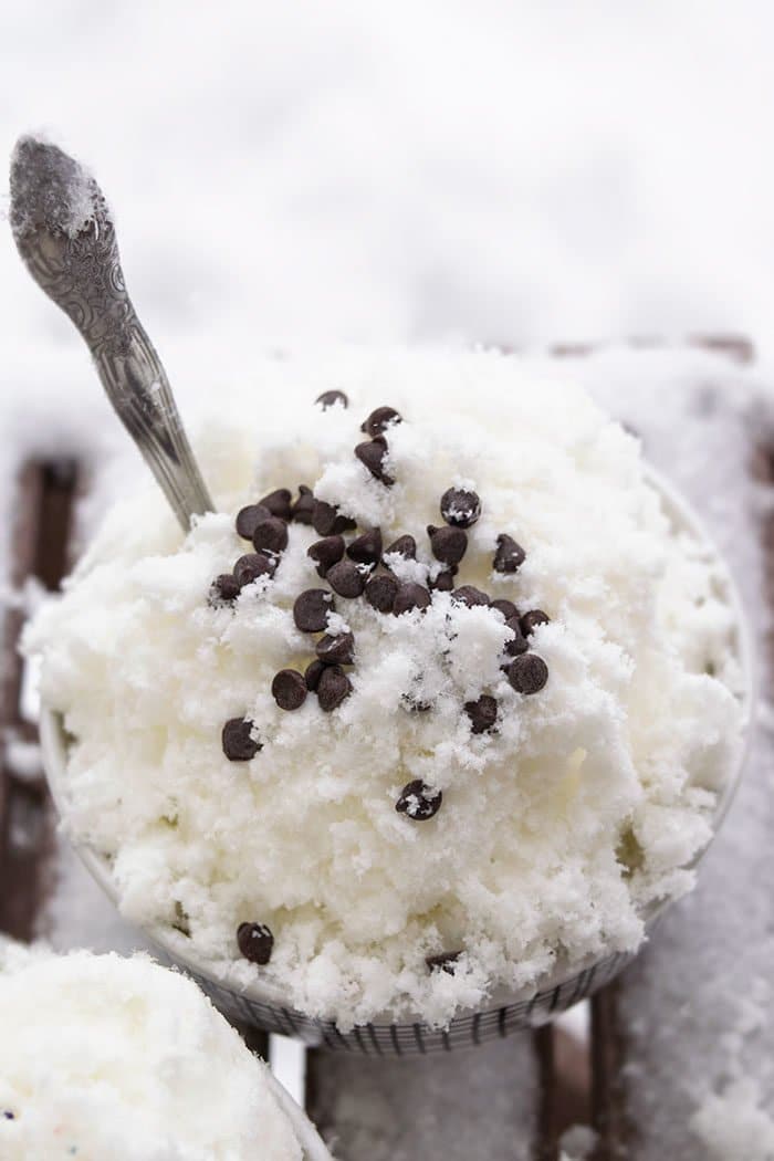 White Bowl Full of Easy Snow Ice Cream.