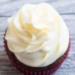 Best Easy Sugar Free Frosting Without Powdered Sugar on Top of Chocolate Cupcake.
